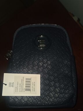 London Fog Navy Textured Crossbody with Gold Logo